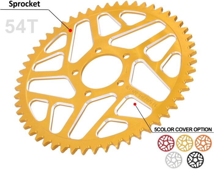 JFG RACING 54T Rear Sprocket for SurRon Light Bee & Segway – Gold - Image 4
