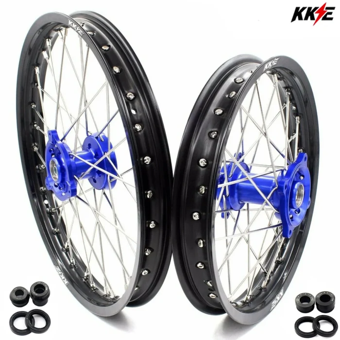 KKE 19/16” Dirt Bike Wheels for YZ80/YZ85 (Blue Nipple) - Image 5